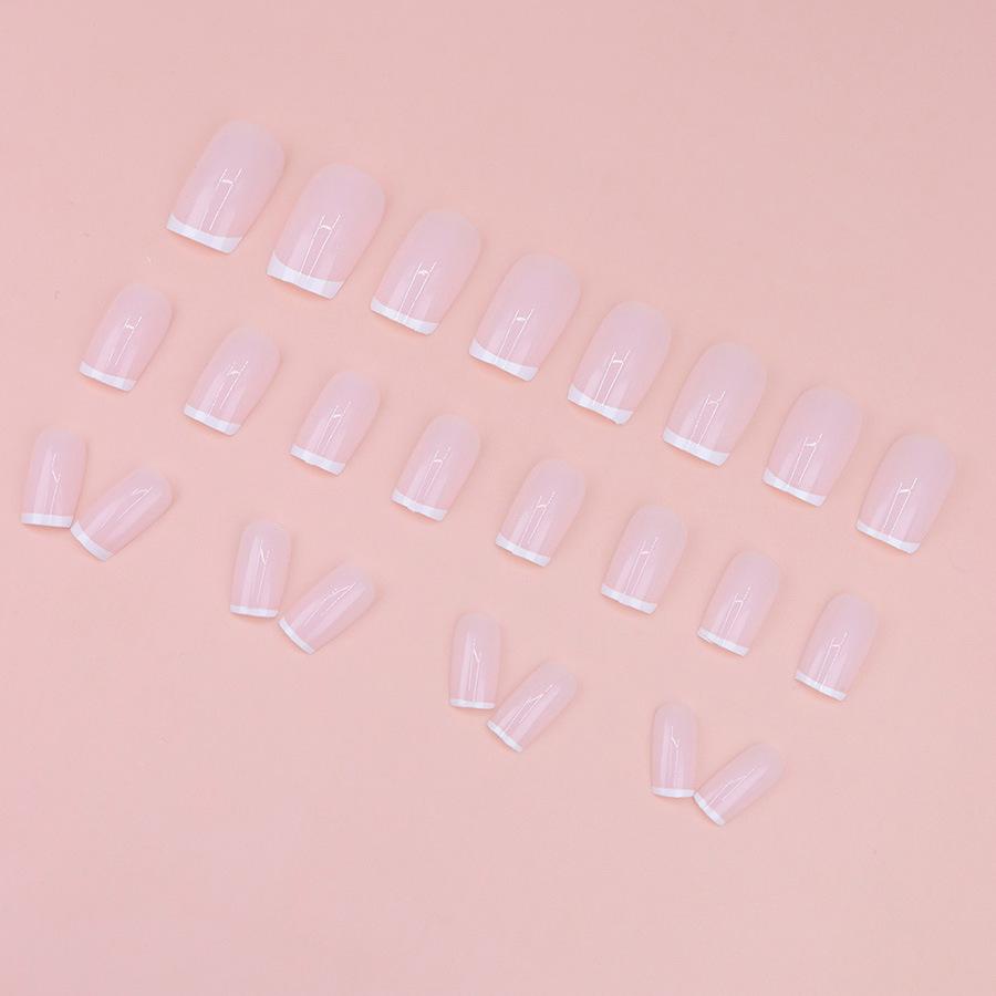 24 stück Einfache weiß crescent quadrat nagel neue temperament einfache nagel kunst über herbst und winter weiß nagel kunst tragen nagel