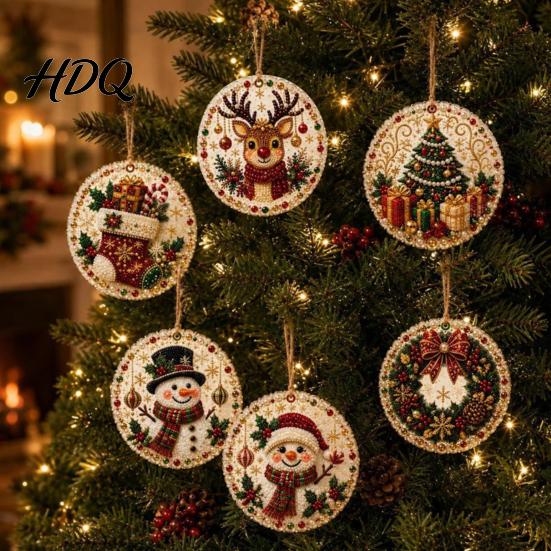 Decoratieve Kunstmatige Parel Kunst Decoraties 6 Stuks/Set Kerst DIY Kit Hangende Decoraties Knutselpakket met Ronde Bedels Parels Vakantie Strass voor