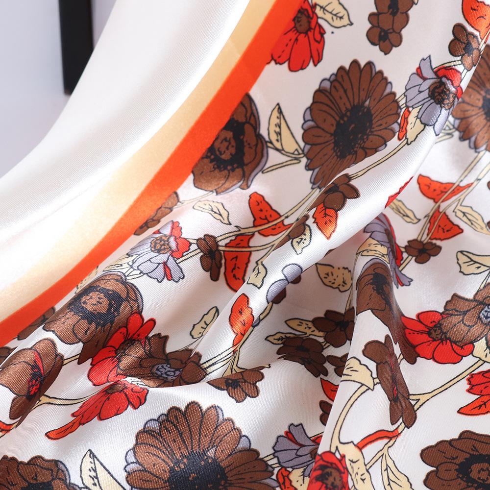 Lenços de seda luxuosos de alta qualidade, lenço de pescoço para mulheres, lenço de seda com corrente, xale decorativo feminino