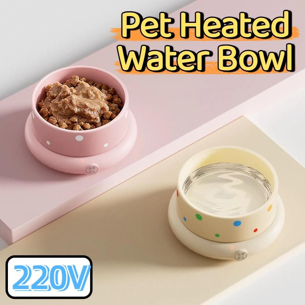 Ceramic Pet Heated Water Bowl Temperature Adjustable High-capacity Thermostatic Water Container Noiseless Round