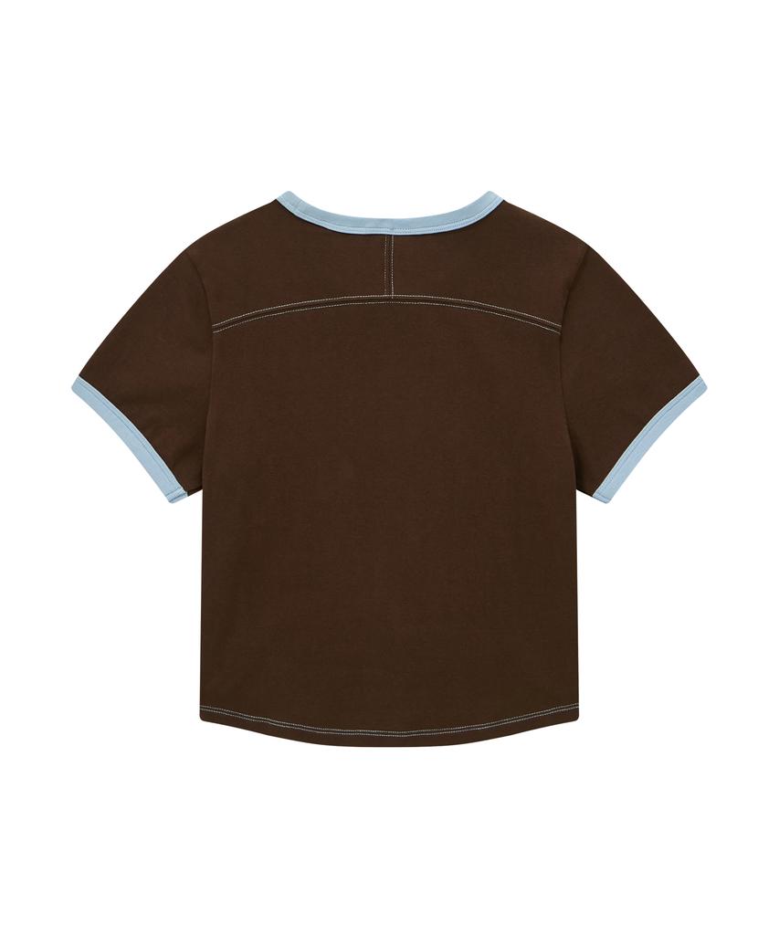 COVERNAT WOMAN Baby Fit Ringer T-Shirt Brown