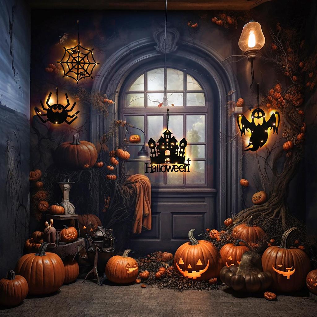 Halloween LED Spider & Bat 3D Wall Stickers - Luminous Ghost Festival Party Lights