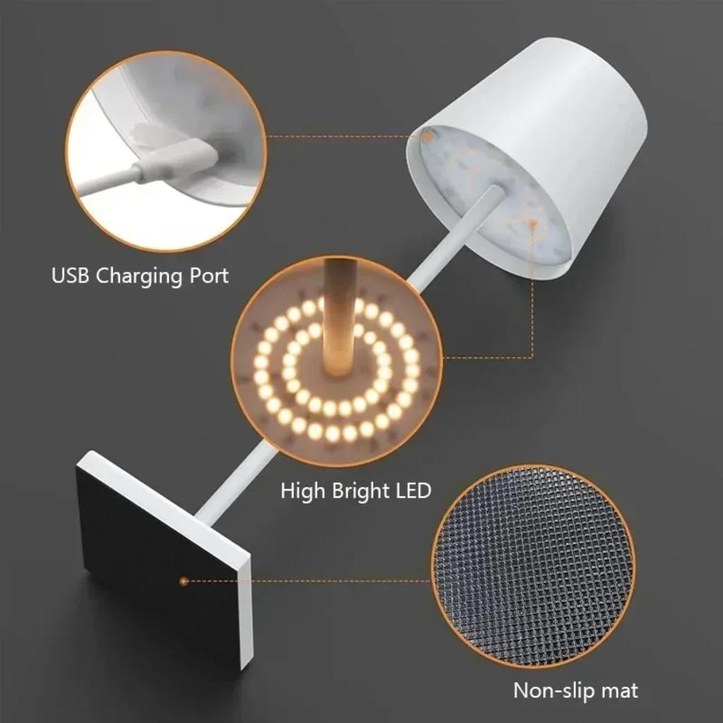 New Convenient, Sleek, and Modern Rechargeable LED Table Lamp with Touch Switch - Stylish and Portable Night Light for Cordless