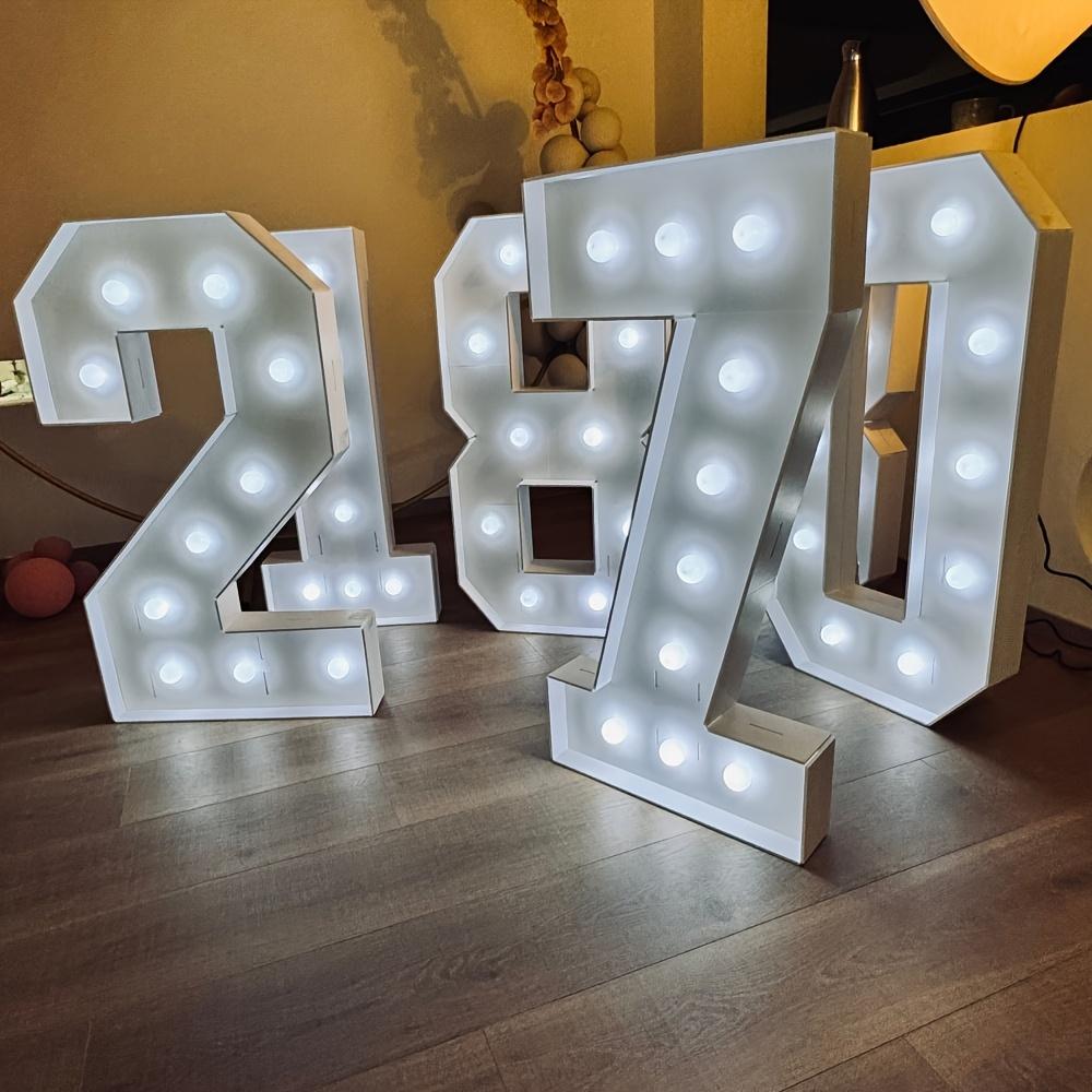 2 Stück DIY 73cm Digitales Licht mit Weißem Licht 3D KT-Platte Digitales Modell Geburtstag, Jubiläumsparty Dekoration, 18 Jahre, 20 Jahre