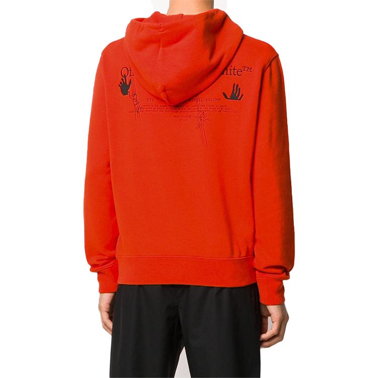 Off-White FW20 Worker Pattern Arrow Logo Hoodie Men Hoodie Red OMBB034E20FLE0032010