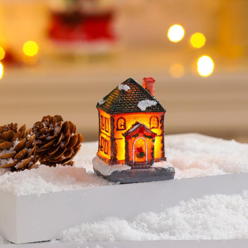 Festive Glowing Resin Small House - Holiday Window Display & Kids' Gift