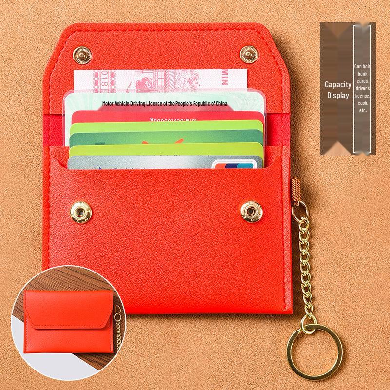 Women's Ultra-Thin Card Holder & Coin Purse Keychain - Compact Multifunctional ID & Business Card Organizer