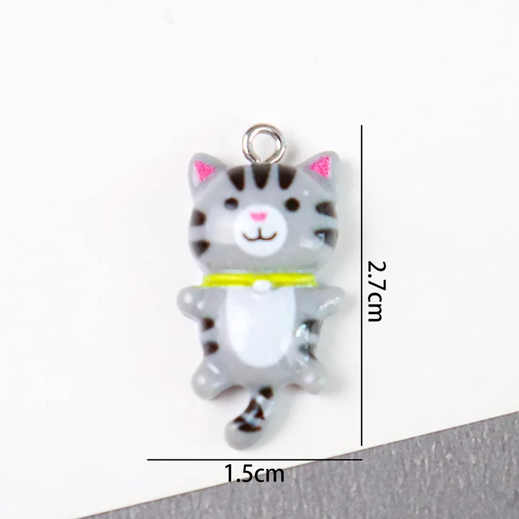 DW08 20 Stück 15x28mm Tollpatschig Entzückende Persönlichkeit Cartoon Niedliches Katzen-Design 3D Harz Tieranhänger DIY Armband Handgemachter Schmuck