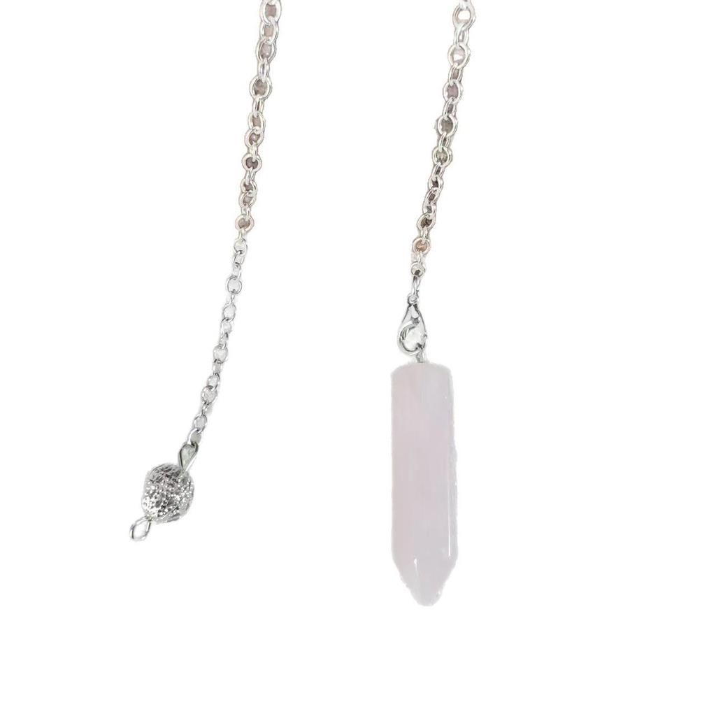 Natural Stone Hexagonal Pendant Necklace - Large Crystal Bullet Clavicle Chain for Women