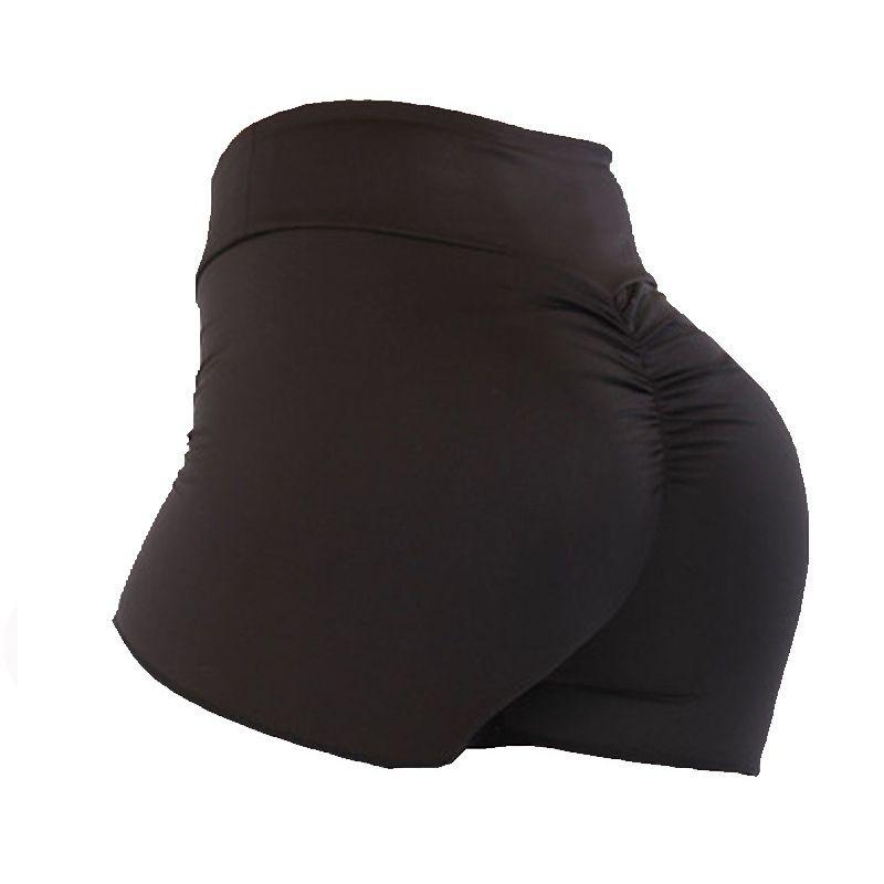 

Женские шорты для йоги с высокой талией, пуш-ап, с драпировкой, спортивные, горячие штаны, повседневные, для тренировок в зале Black,L