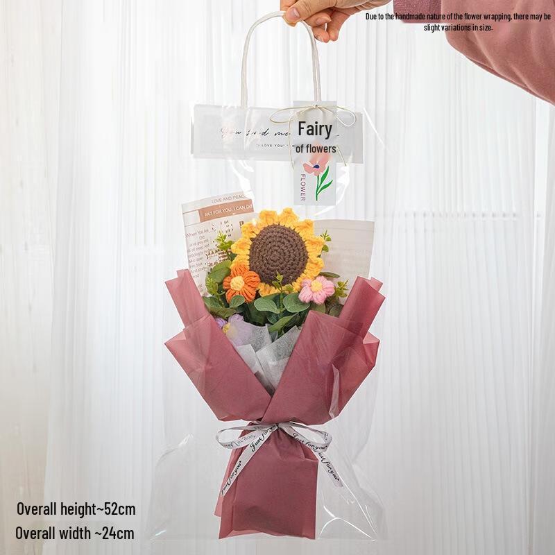 Hand-Knitted Sunflower Yarn Bouquet