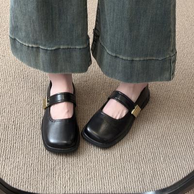 Mary Jane Shoes Women's Versatile Flat Black Small Leather Shoes Gentle Style Single Shoes Tide