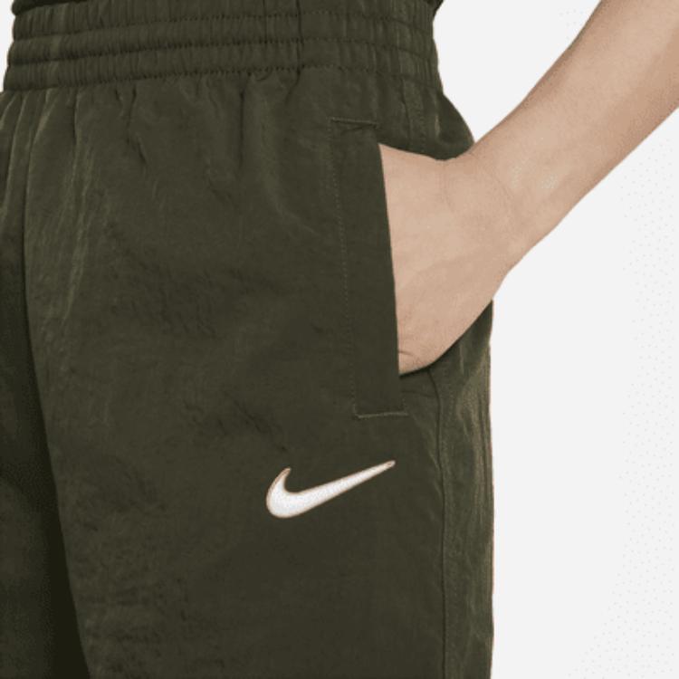 Nike Kids Elastic Waist Mid Rise Solid Fit Straight Leg Shorts Kids Shorts Green FB1327-325