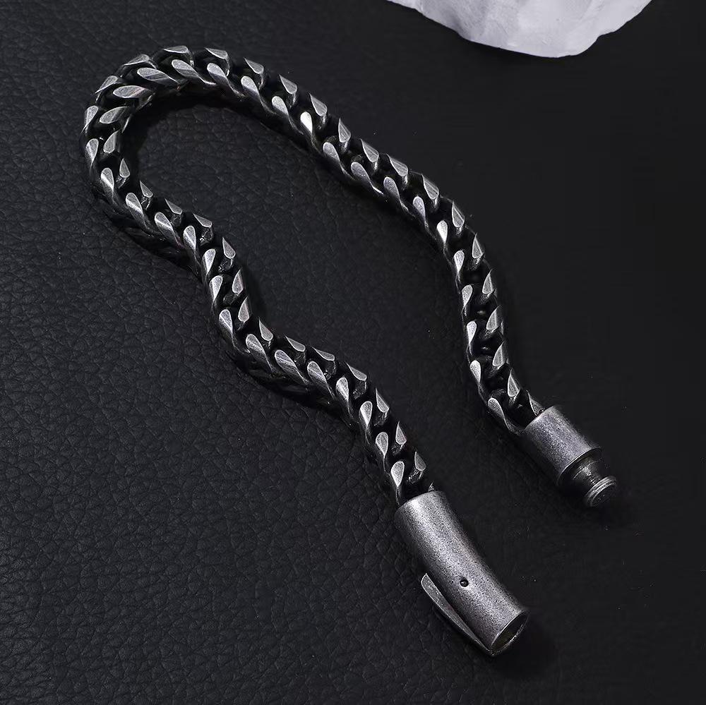 Retro Stainless Steel Dragon Bone Chain Necklace & Bracelet Set for Men
