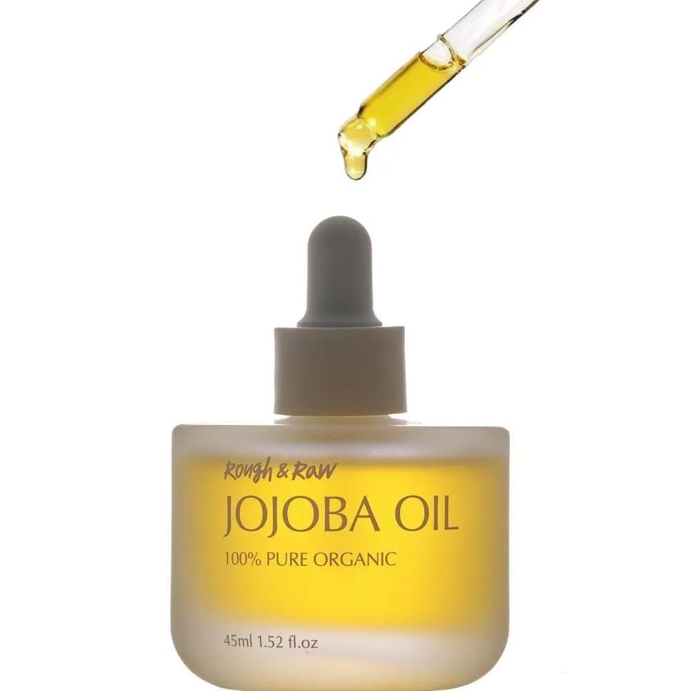 Rough & Raw USDA Pure Golden Jojoba Oil - Cold Pressed Unrefined Hair Skin Face Nail Moisturizer Israel