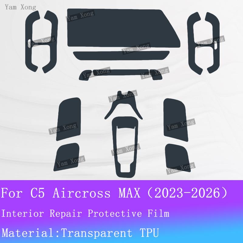 Für Citroen Citroën C5 Aircross MAX Innenfolien-Set Navigation Schutzfolie Schalthebelpanel Transparent Kratzfest B/C-Säule