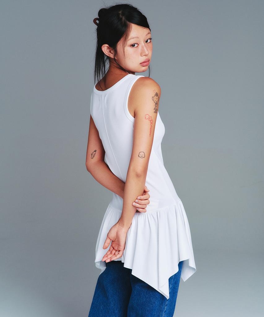Ames Worldwide Classic Shirring Sleeveless Dress White