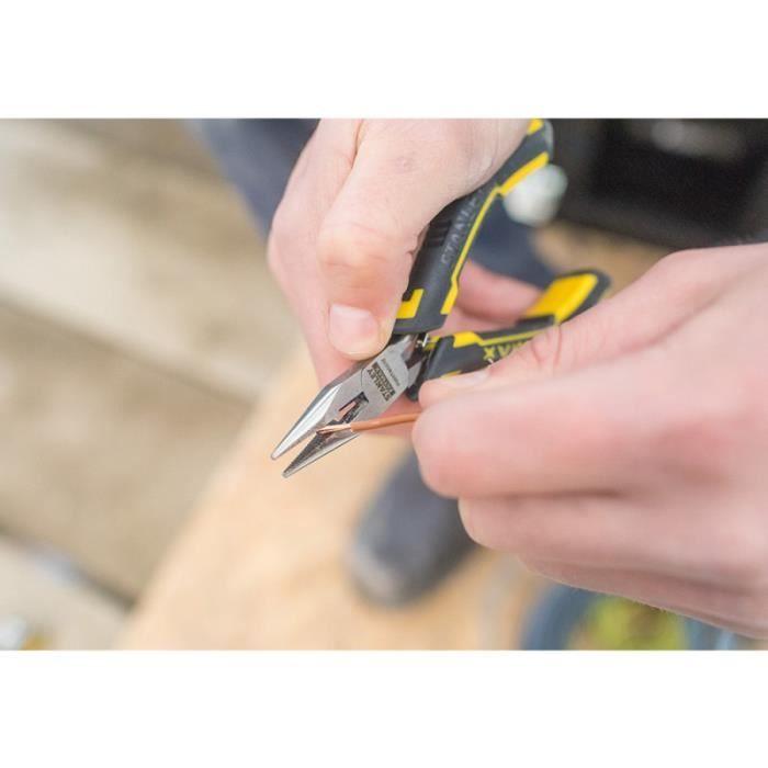 Mini pince à becs ronds longs - STANLEY FATMAX - 120 mm - Acier trempé - Poignée bi-matière ergonomique