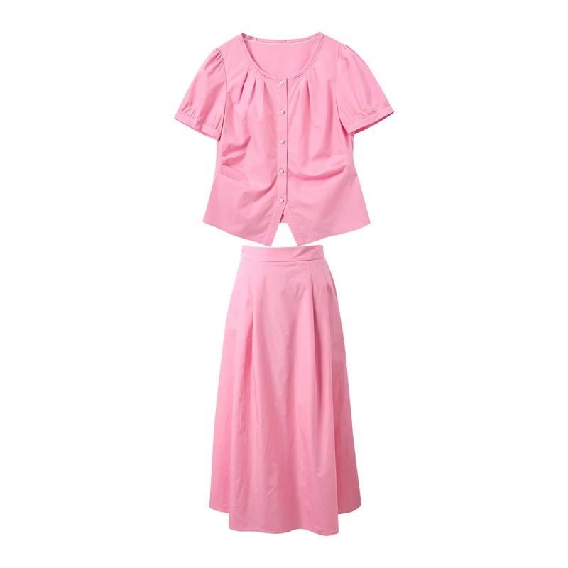 Sancai Lyocell Cotton Plus Size Cardigan & Skirt Set