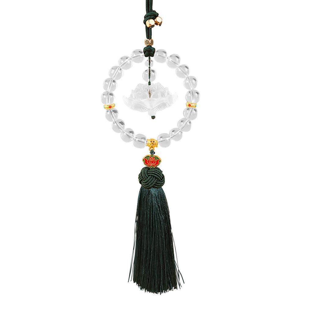 Car Mirror Hanging Accessories Glass Lotus Tassel Pendant Rearview Decoration for Home Office Car Charm Gift