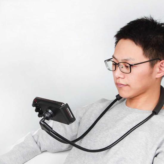 Universal 360 Degree Neckband Phone Holder Rotation Flexible Stand Strap Bracket