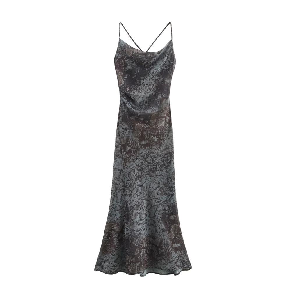 

2025 Spring Women s Slim Animal Print Lingerie-Style Suspender Dress XS