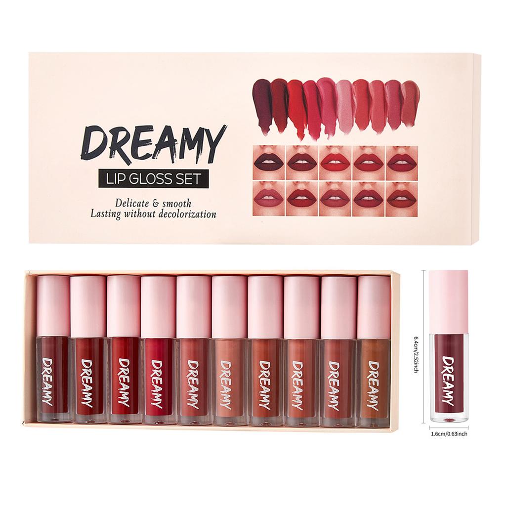 10PCS Velvet Matte Lip Gloss Set - Waterproof & Long Lasting, Highly Pigmented Lipstick, Non-Stick Feel for Women, Daily Wear to Party Makeup