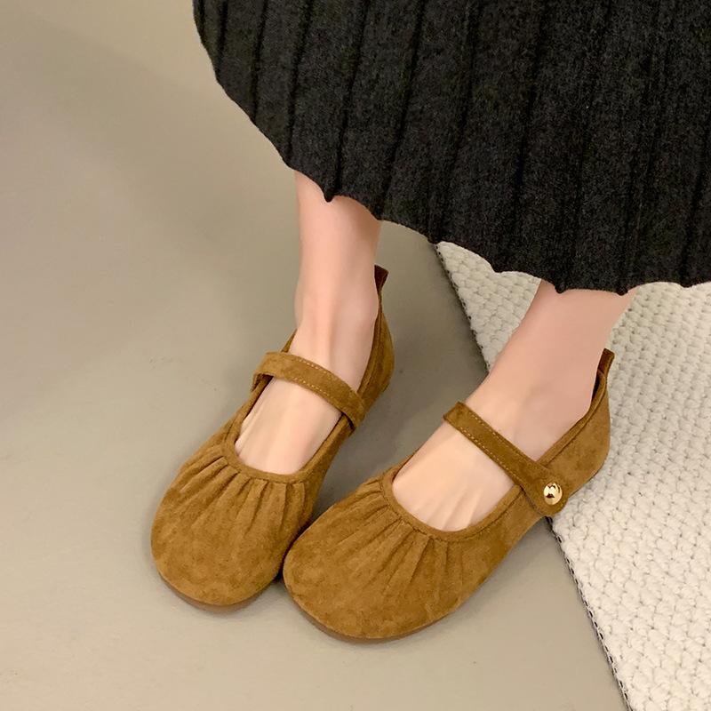 

2025 Баотоу плиссированные туфли на плоской подошве женские дизайнерские туфли на липучке, повседневные и универсальные 40 жёлтый