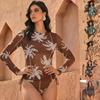 Costum de baie cu mânecă lungă și decupaj Costum de protecție solară pentru femei Costum de baie Bikini