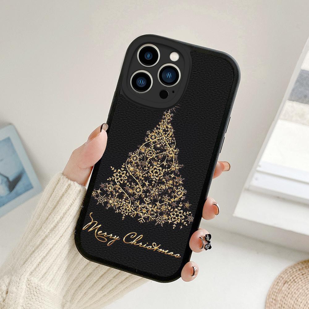Fröhlicher Weihnachtsbaum Hirsch Handyhülle für Iphone 14 13 11 12 Pro MAX 13 12 MiNi 7 8plus 14 13 11PRO X XS 12 11 XR Lammfellhüllen
