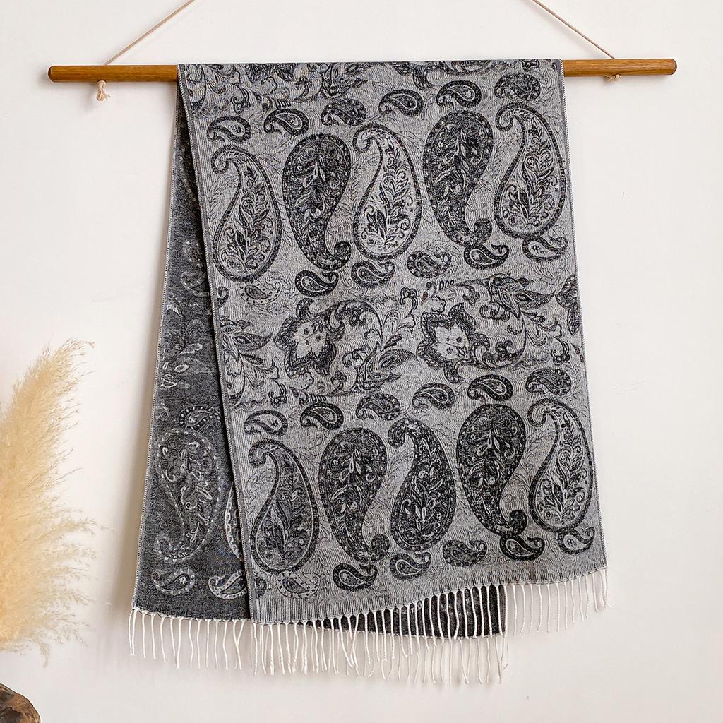Imitation Cashmere Jacquard Ethnic Style Cashew Flower Shawl With Female Travel Vacation Photo Scarf To Keep Warm