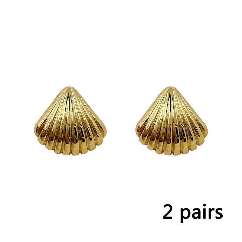 Dámské náušnice Retro Zlaté Vějířové Mušlové Náušnice Dámský Niche Design Senior Smysl pro Náušnice 2025 Nová Móda Lehký Luxusní Příliv