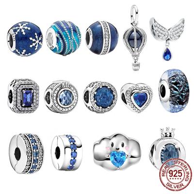 Authentische 925 Sterling Silber Perle Funkelnder Dunkelblauer Charm Passend Für Original Armband Armreif Edlen Schmuck Geschenk Für Frauen