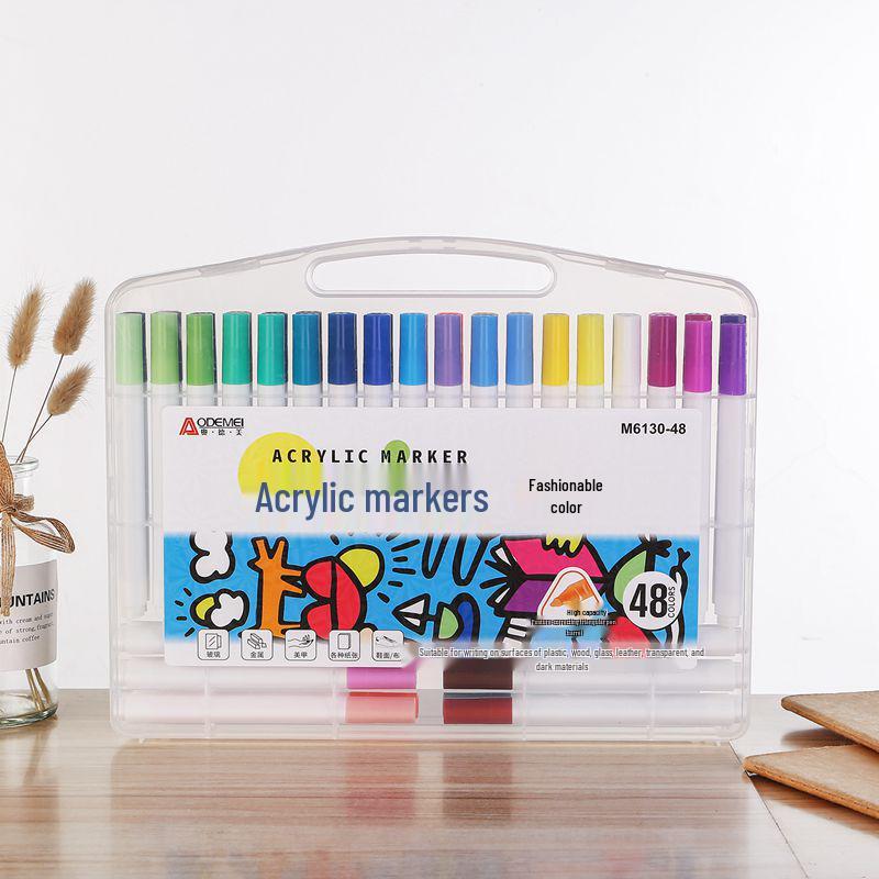 48-Color Acrylic Markers for Primary School Art and Journaling - Multi-color Drawing Pens