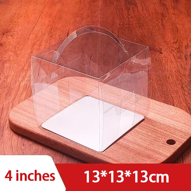 Gjennomsiktig håndtak Kakeboks Mini Firkantet Mousse Pastry Puff Plastemballasjebokser 5-tommers 6-tommers dessertbaking Liten bærbar boks
