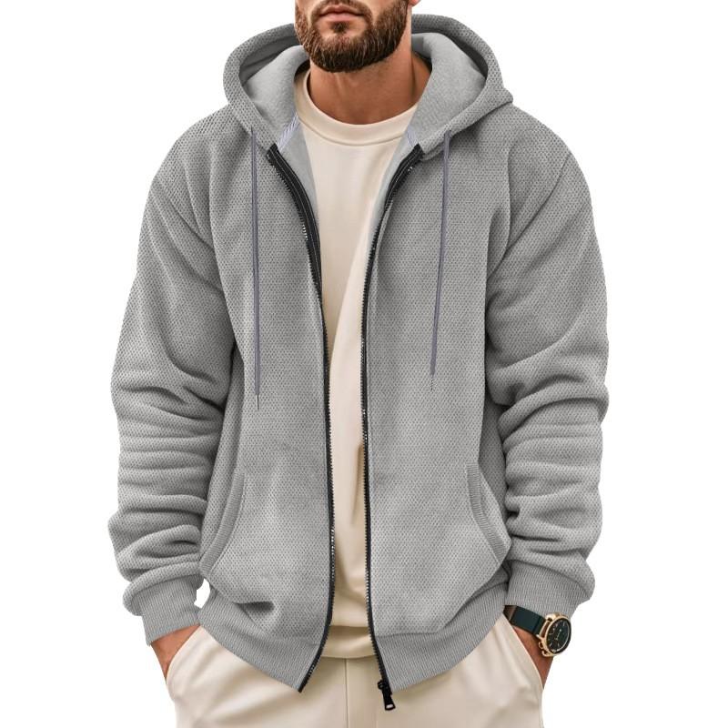 Men's Super Soft Composite Fleece Fashion Casual Zipper Cardigan Hooded Jacket Men's Sweater