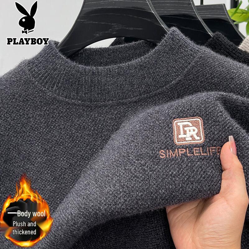 PLAYBOY Men s Embroidered Mock Neck Fleece Sweater XL