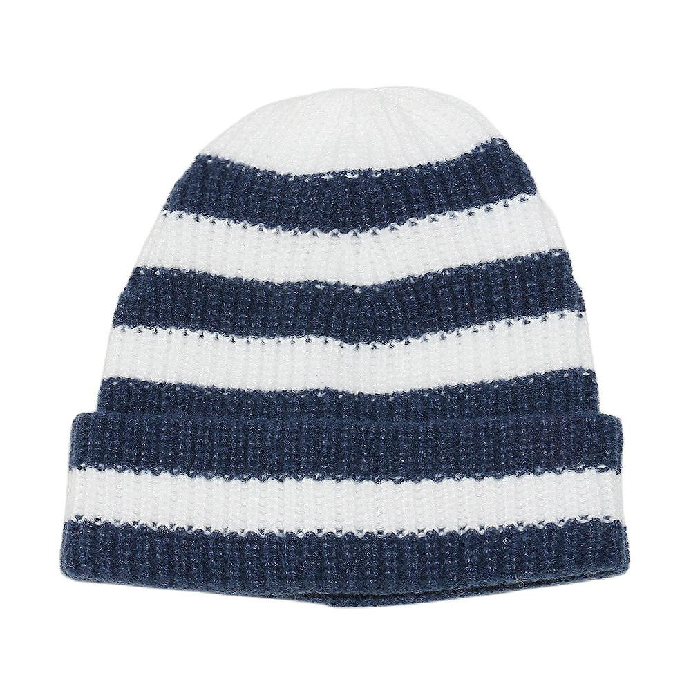 

Temu autumn and winter new wool hat cycling pullover hat color matching striped knitted hat ear protection hat men M（56-58cm） темно-синий