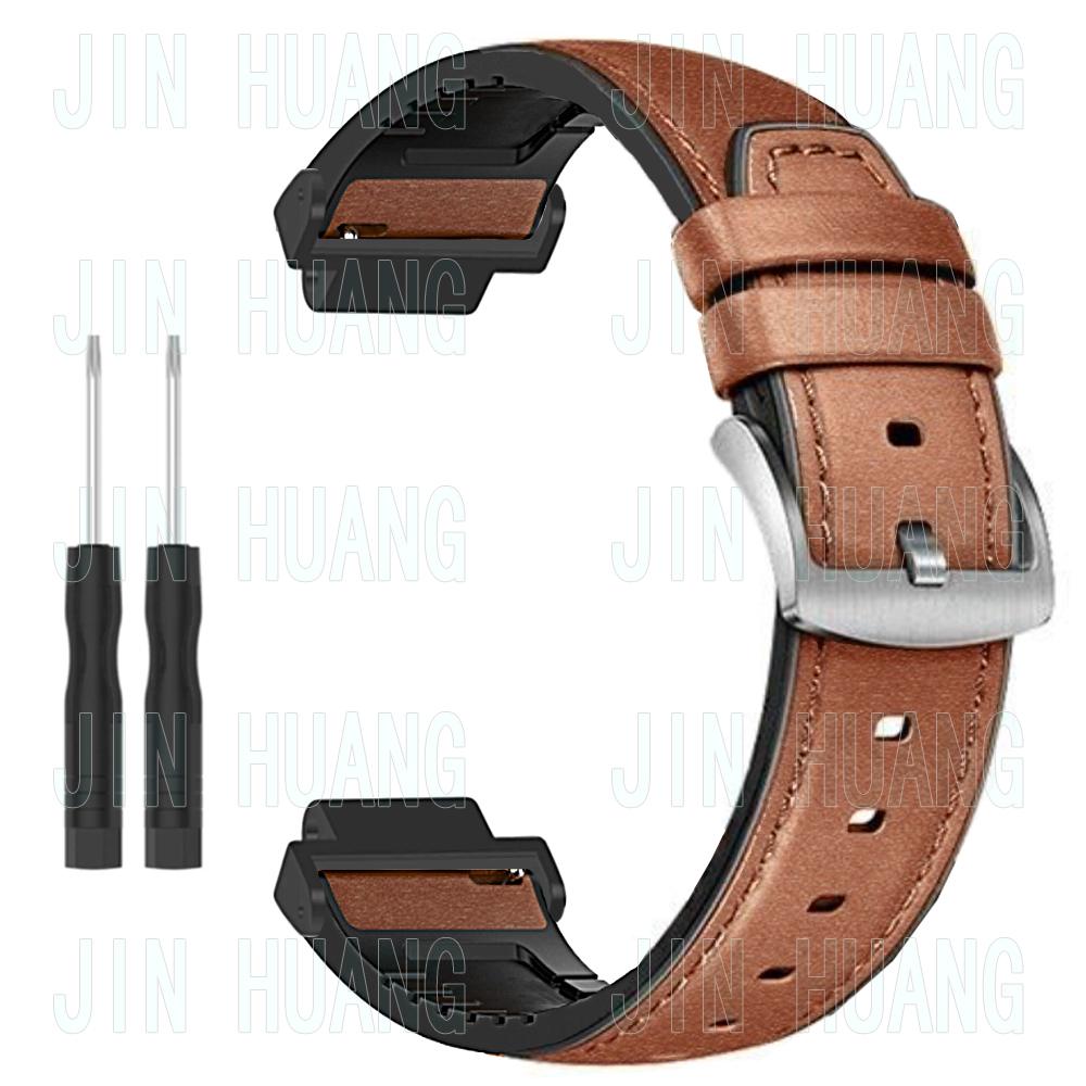 

strap for garmin Forerunner 235 735 230 630 620 leather silicone watch band for Approach S20 Replace bracelet ,Metal connectors светло-коричневого