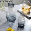 880ml Bedside Water Carafe Glass Cup Drinkware Set Vintage Transparent Cold Water Cup&Bottle for Pitcher Nightstand Bedroom Gift