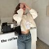 Women Autumn Black Pockets Bomber Jacket Coat Vintage Long Sleeve Front Button Female Outerwear Chic Tops