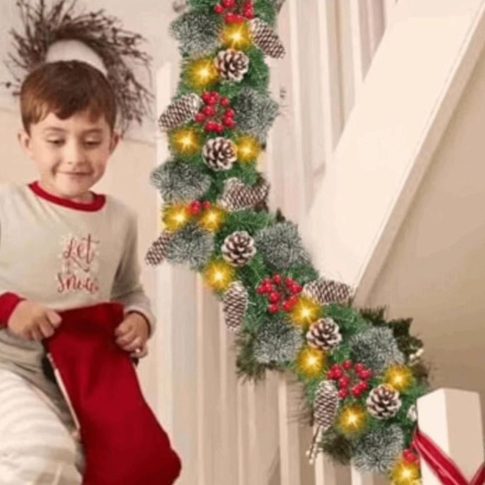 8 Modes LED Christmas Garland Waterproof Artificial Christmas Garland  Front Door Decor