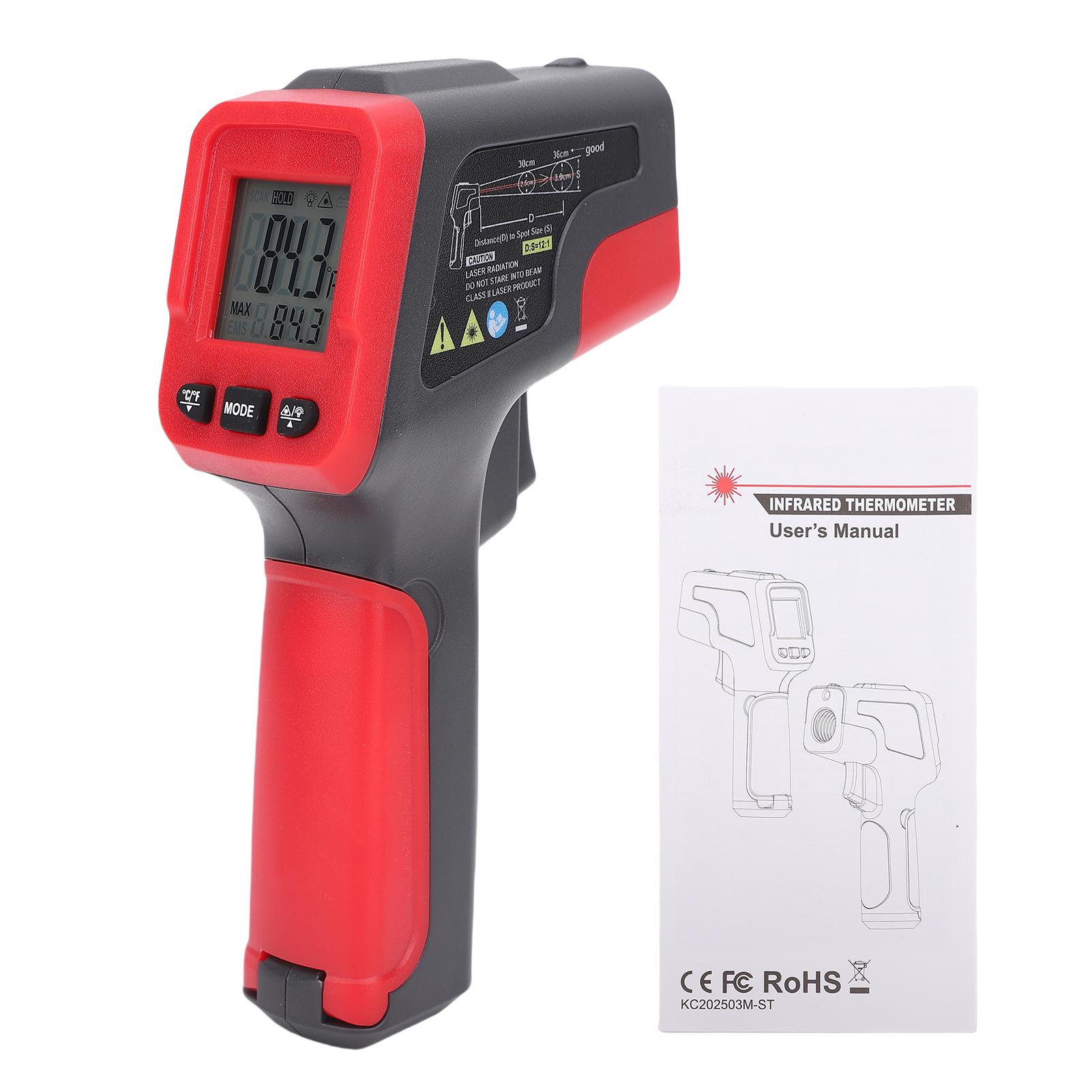 

Infrared Thermometer Adjustable Emissivity Cooking Food BBQ Pizza Oven Refrigerator Griddle Accessories Contactless Thermal Gun красный