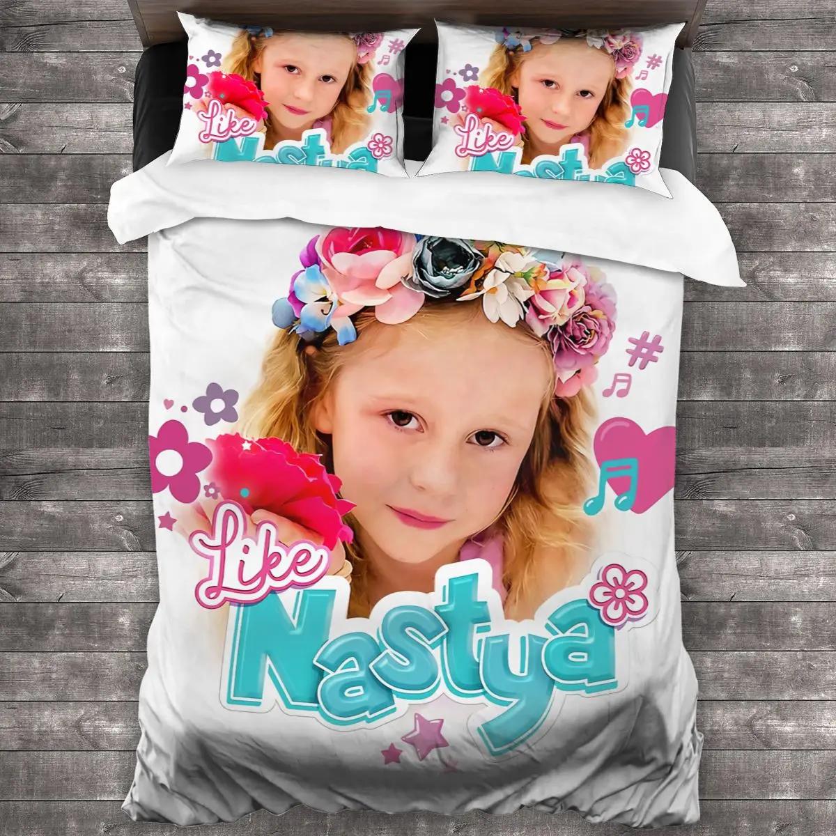 

3D Printed Like Nastya Bedding Set Boys Girls Twin Queen Size Duvet Cover Pillowcase Bed Kids Adult Fashion Home Textileextile 70x133cm 2pcs