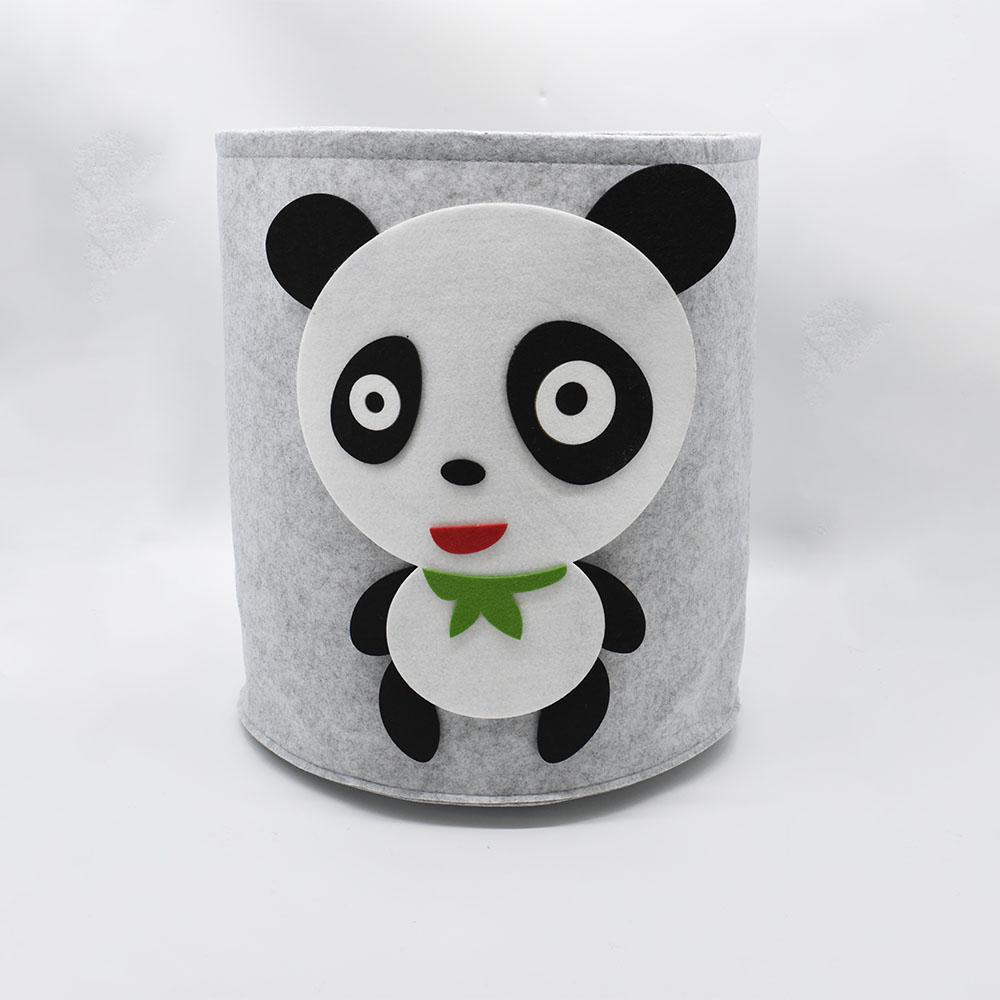 Panda Dinosaur Baby Storage Basket Felt Toy Organizer Laundry Clothes Bucket Cartoon Nursery Hamper for Kids Gift Idea