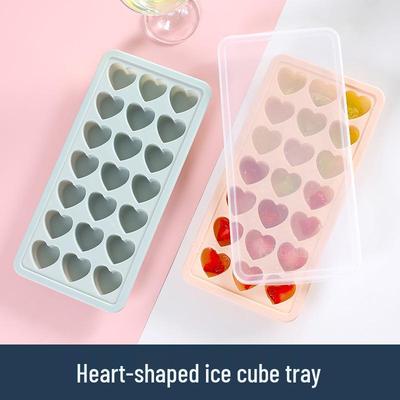 Heart-Shaped Silicone Ice Cube Tray with Lid and Storage Container