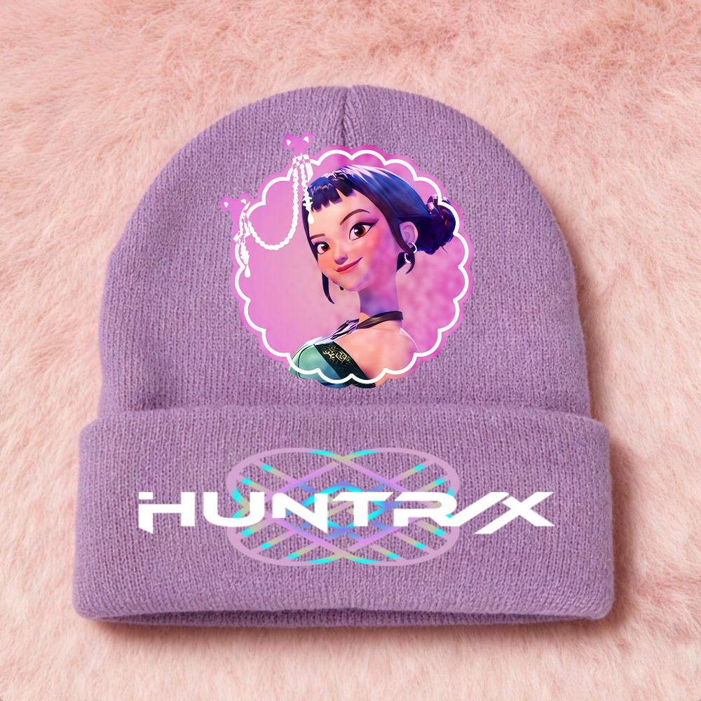 KPOP Demon Hunters Cute And Charming Cartoon Printed Children Knit Beanie Warm Cold Season Cap Girls Outdoor Sports Birth Date Present Accessories