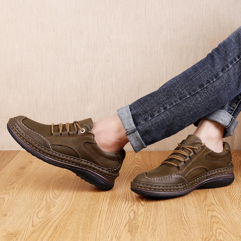 Fashion Hand-Stitched Full-Grain Leather Men's Casual Shoes 2025 Summer New Breathable Durable Anti-Slip Driving Shoes Plus Size 38-45