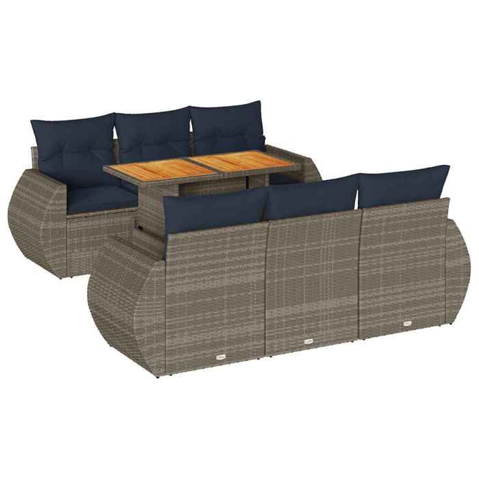 VidaXL Garden Lounge Set with Cushions 7 Pcs Grey Wicker, Outdoor Sofa Set, Corner Sofa Set 3327225