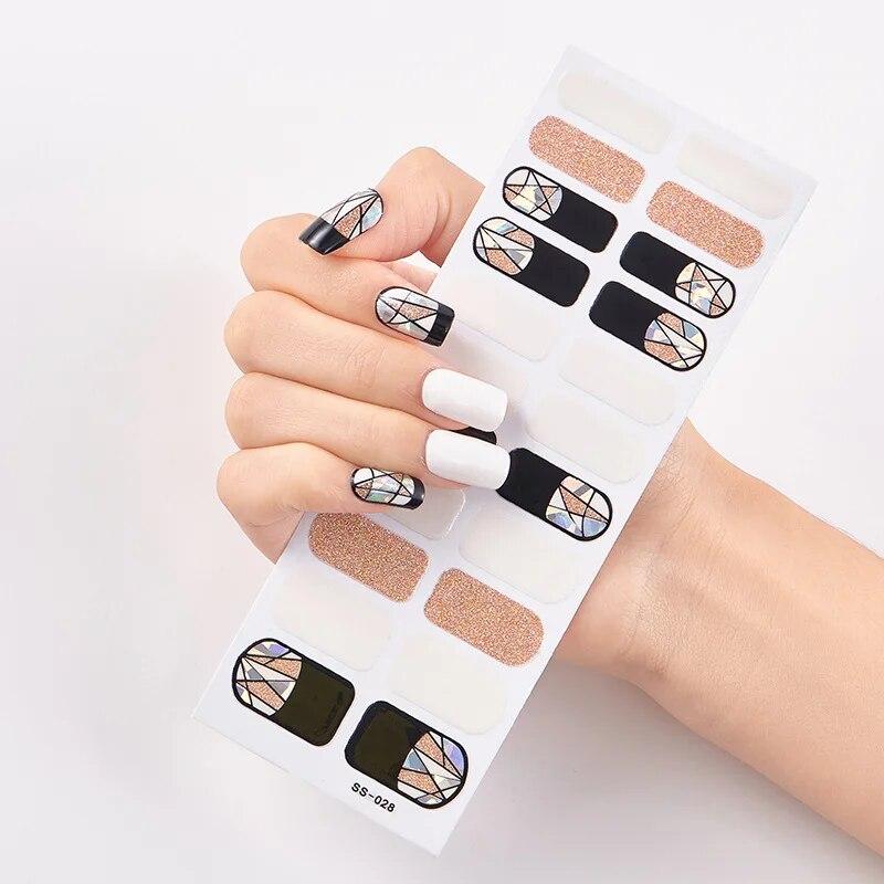 Baking Free Fashionable Blue Diamonds Nail Art Stickers Collection Manicure DIY Nail Polish Strips Wraps for Party Decor